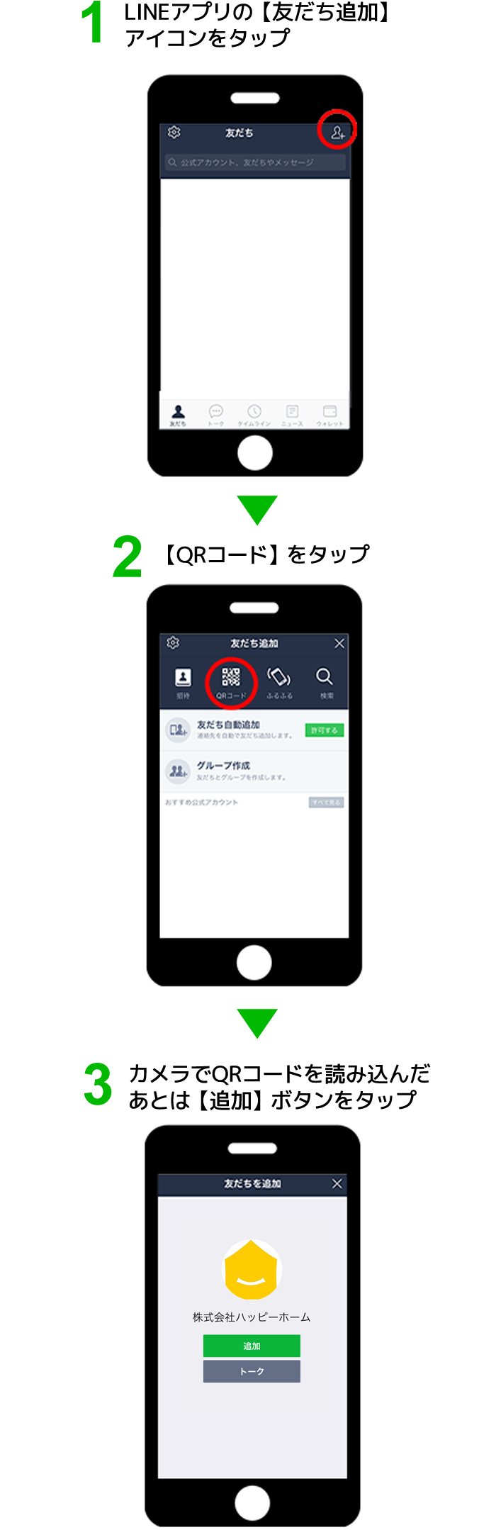 QRコードから『友だち追加』をする場合の手順
