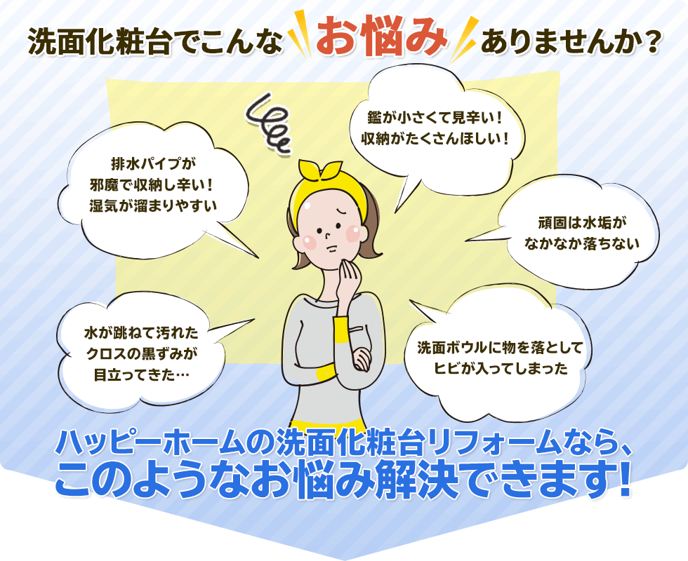 洗面化粧台のこんなお悩みありませんか？