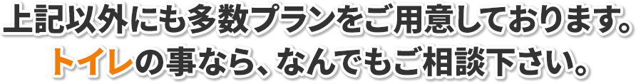 上記以外にも多数プランをご用意しております。トイレの事なら、なんでもご相談下さい