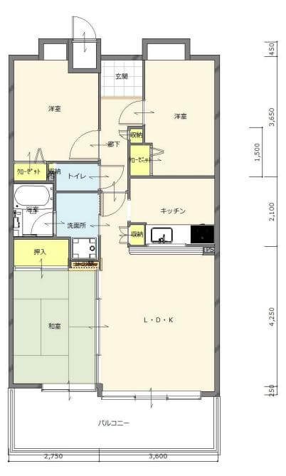 マンションフルリフォーム　IN尾道市施工前見取り図