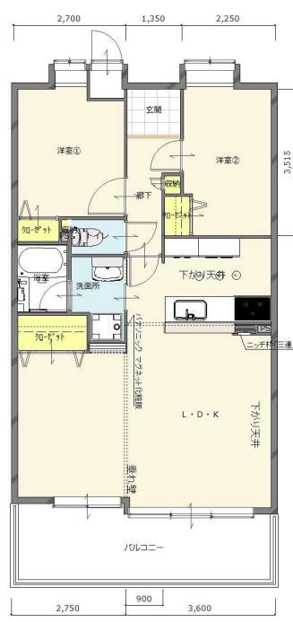 マンションフルリフォーム　IN尾道市施工後見取り図